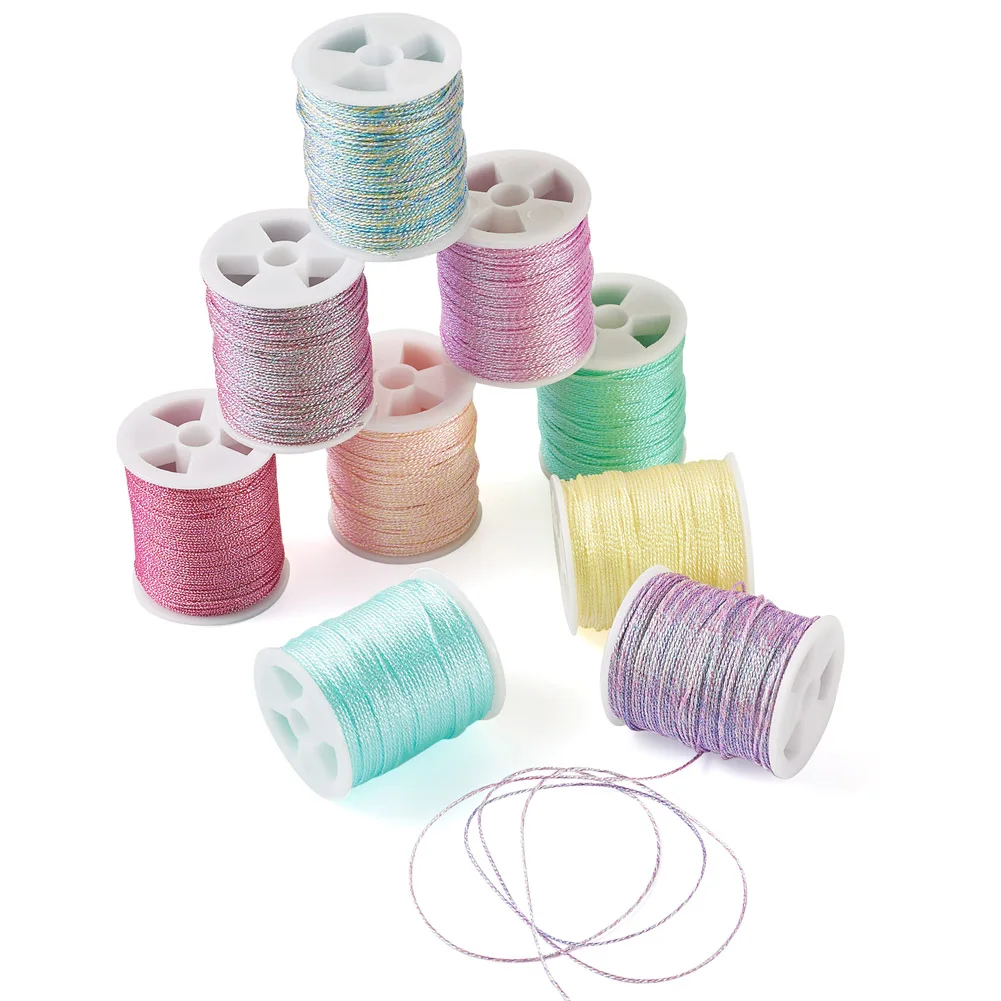 9Roll Rainbow Color 9-Ply Polyester Sewing Thread Embroidery Home Needlework Tools for DIY Clothes Sewing  Bracelets Accessories