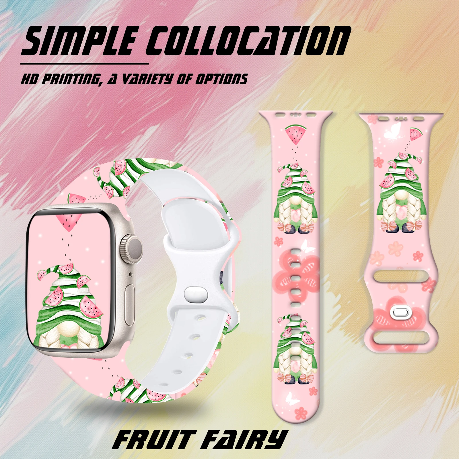Fruits Elf for Apple  for Apple Watch 11 10 9 8 7 Silicone Band Replacable Bracelet for iWatch 46mm 42mm 41mm 40mm Watchband