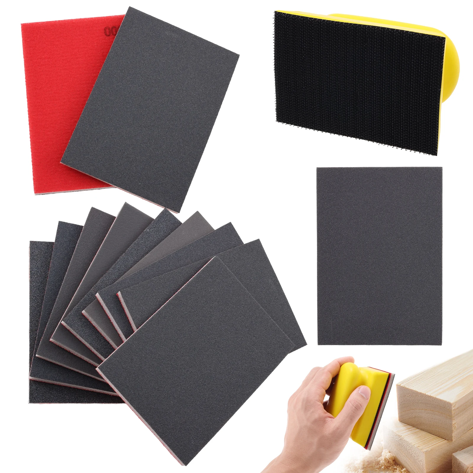 

24Pcs Sanding Sponge Assortment Set Multi Grit Reusable Soft Foam Polishing Sanding Pad with Handle Dry Wet Use for Woodworking