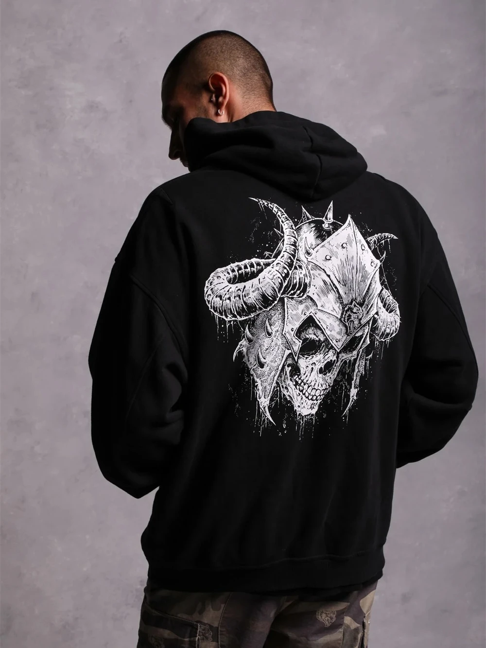 

WOLVES Hip Hop Skull Print Hooded Men Women Hip Hop Hoodie 100% Cotton Terry Cloth Streetwear Hoodies Pullover Unisex Tops