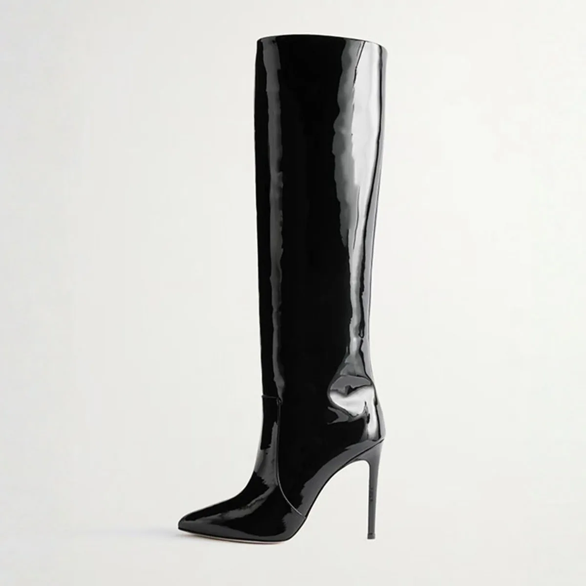 Arden Furtado Winter Brown Knee high boots Pointed toe Sexy Stilettos heels Side zipper Skinny boots Extra large size boots