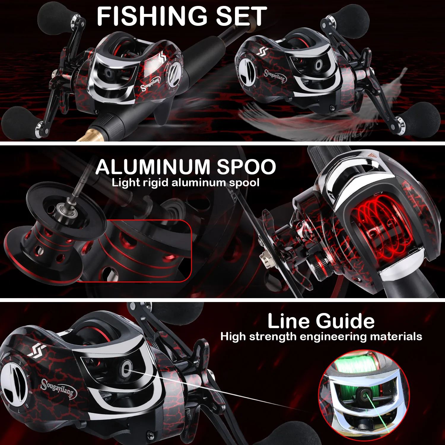Sougayilang 1.8-2.4m Casting Fishing Combo Telescopic lightweight Carbon Fishing Rod and 7.2:1 High Speed Fishing Reel - view 5