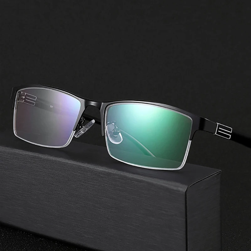 Men Metal Half Frame Myopia Glasses Finished Eyeglasses Business Spectacles Frames Male -1.0-1.5-2.0-2.5-3.0-3.5-4-4.5-5-5.5-6.0