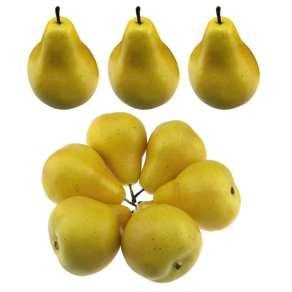 

9Pcs Artificial Yellow Pear Lifelike Faux Fruit Decoration for Kitchen Table Centerpiece Home Party Photography Props