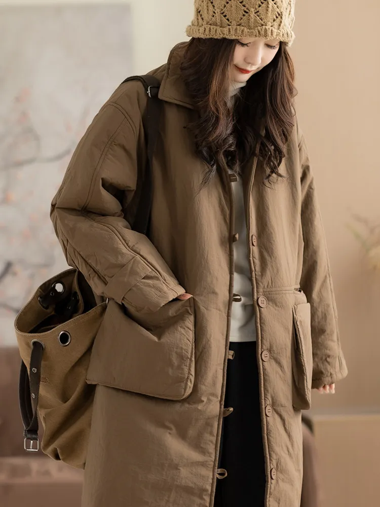Winter Retro New Women's Down Cotton Jacket Loose Commuting Windbreaker Jacket