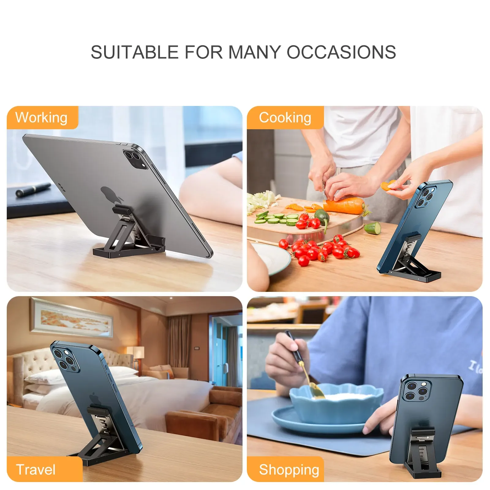 OATSBASF Metal Cell Phone Holder Portable Mobile Phone Holder For iPhone 15 16 Pro Max Xiaomi Tablet Adjustable Desktop Stand