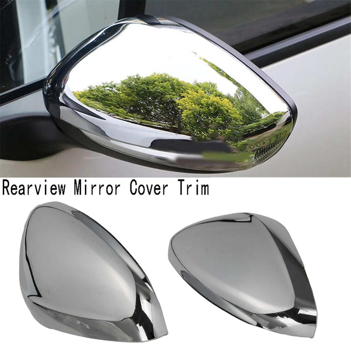 

2Pcs Chrome Car Side Rearview Mirror Cover Trim for Peugeot 2008 Side Door Wing Cover