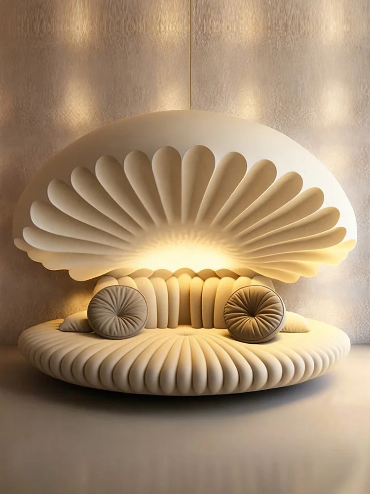 Creative shell sofa Round arc Princess light luxury designer personality double three cloud sofa