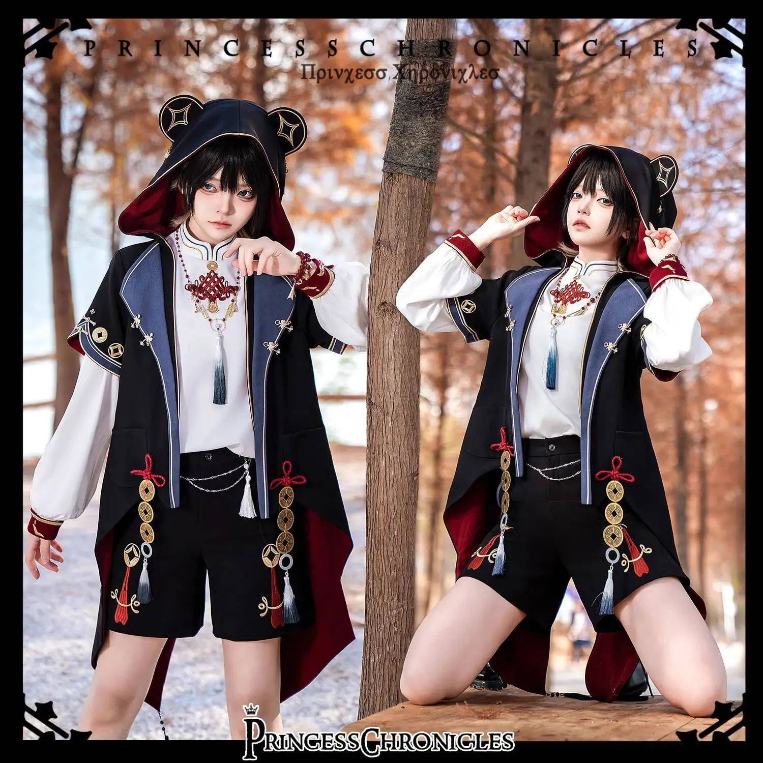

New Bring In Wealth And Treasure Chinese Style Han Elements Tops Short Coat Shirt Necklace Fiesta Carnival Halloween Cos Cosplay