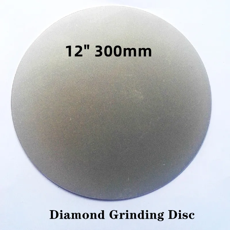 Tarcza diamentowa szlifierska bez otworu centralnego, 12 cali (300 mm), gradacja [wyraź gradację], płaska tarcza do szlifowania, powlekana, do narzędzi jubilerskich i kamieni szlachetnych.