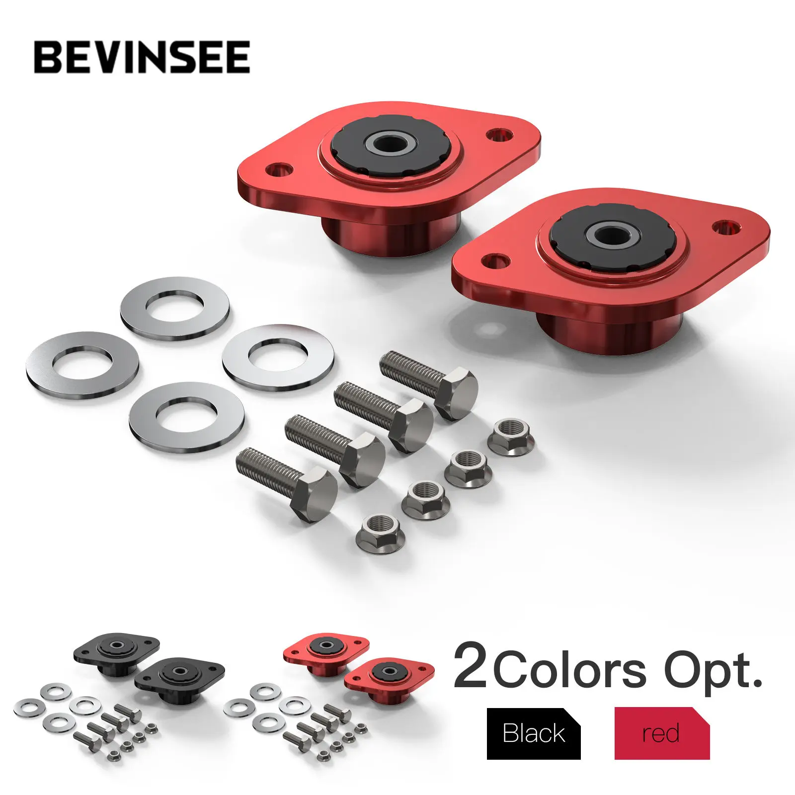 BEVINSEE Pair Aluminum 10mm Rear Shock Mounts with Polyurethane Bushings for BMW E30 E36 E46 M3 Z3 Z4 33521092362 33526772864