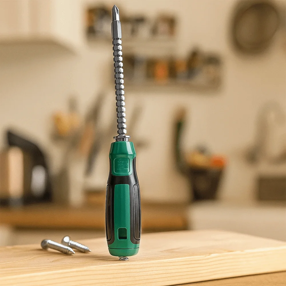 

Chrome Steel Double Head Screwdriver Scalable Design Short Handle Dual-purpose Screwdriver Labor-saving Mini Size
