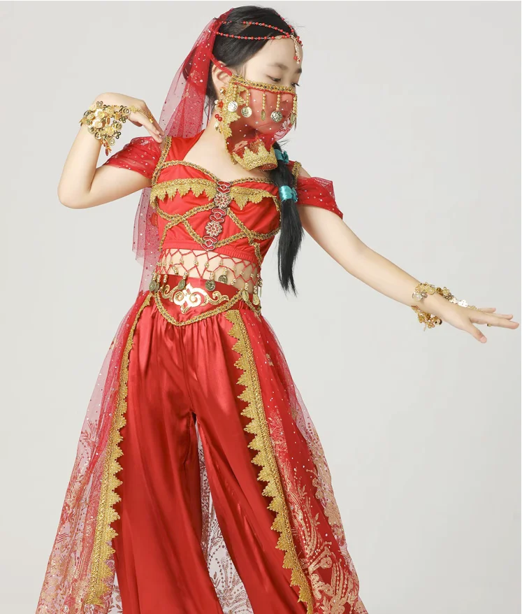 

Xinjiang Ethnic Stage Costume Princess Dunhuang Exotic Costume Set of Four