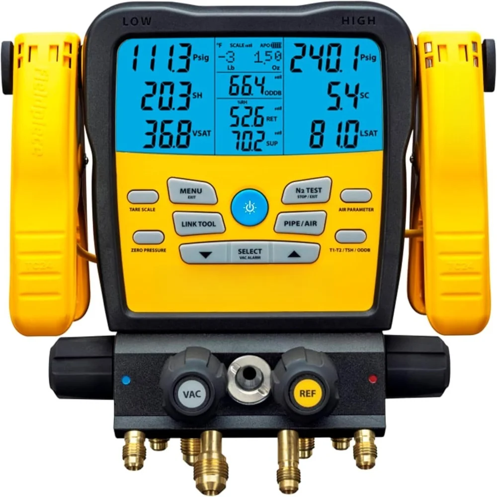 

Wireless 4 Port SMAN Refrigerant Manifold with Vacuum Gauge HVAC AC Digital Gauges Set