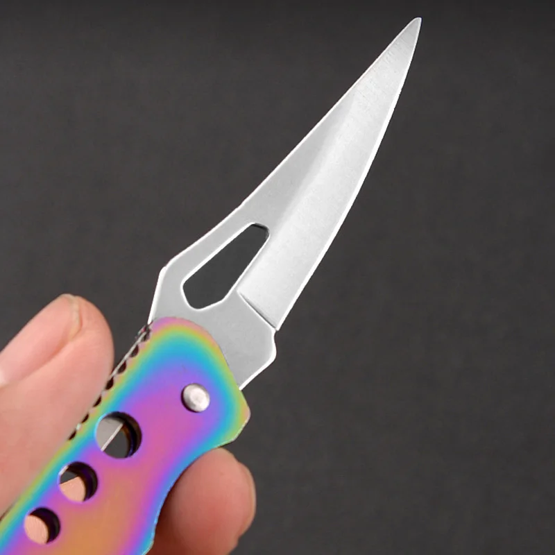 Portable Stainless Steel Folding Knife Hunting Camping Fishing Pocket Knives Keychain Outdoor Selfdefense Survival Hand Tools