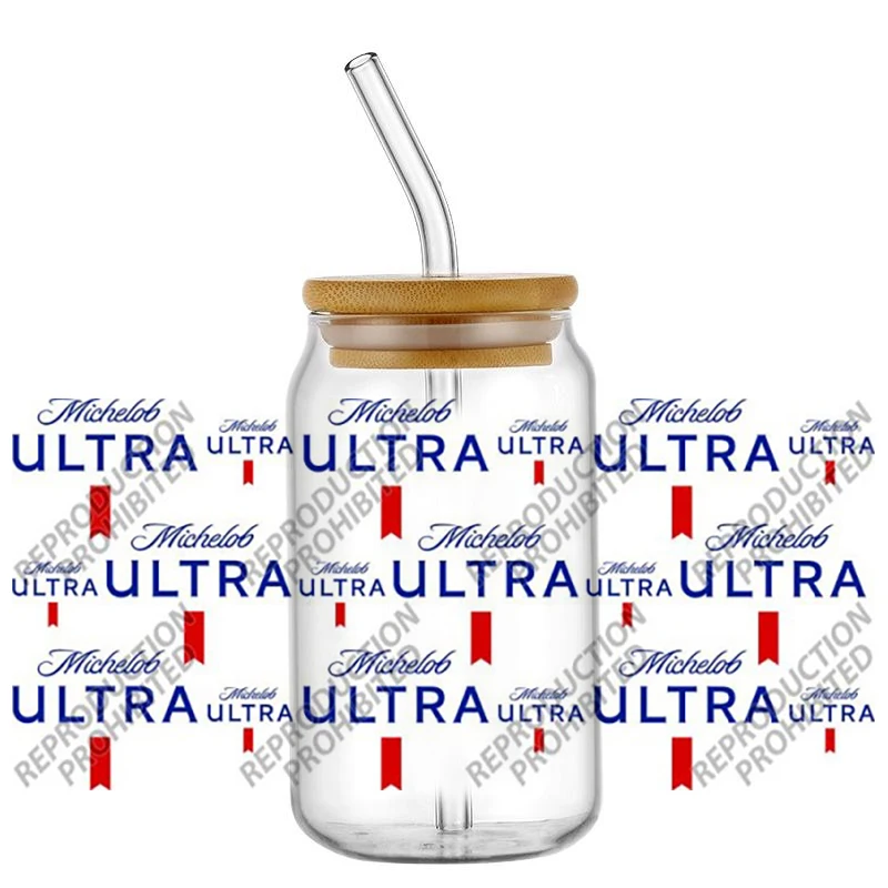 cartoon pattern 16oz Glass Can UV DTF Wraps Beer Style Beverage Label Stickers Waterproof DIY Transfer Decals for Cans