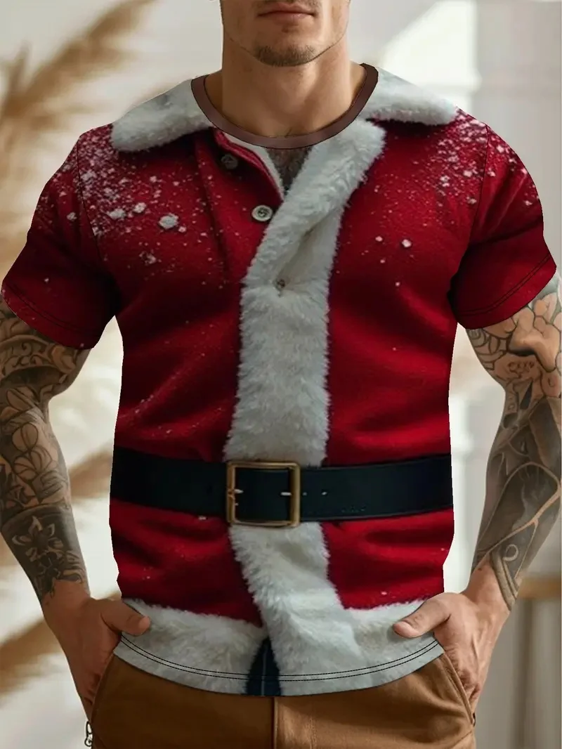 

3D Printed Ugly Muscle Christmas T-shirt For Men Casual Short Sleeve Round Neck Tee Shirt Xmas Party Cosplay T Shirts Top