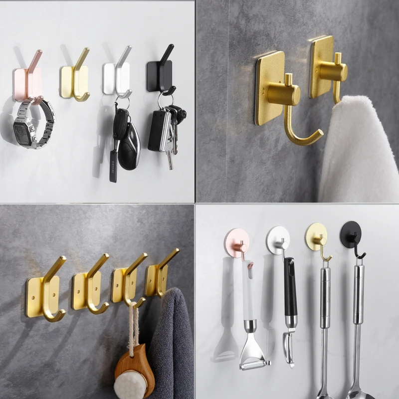 Adhesive Wall Hooks Towel Key Cloth Coat Rack Door Bathroom Robe Hanger Kitchen Shelf Bag Sticky Hook Organizer For Hanging Hat