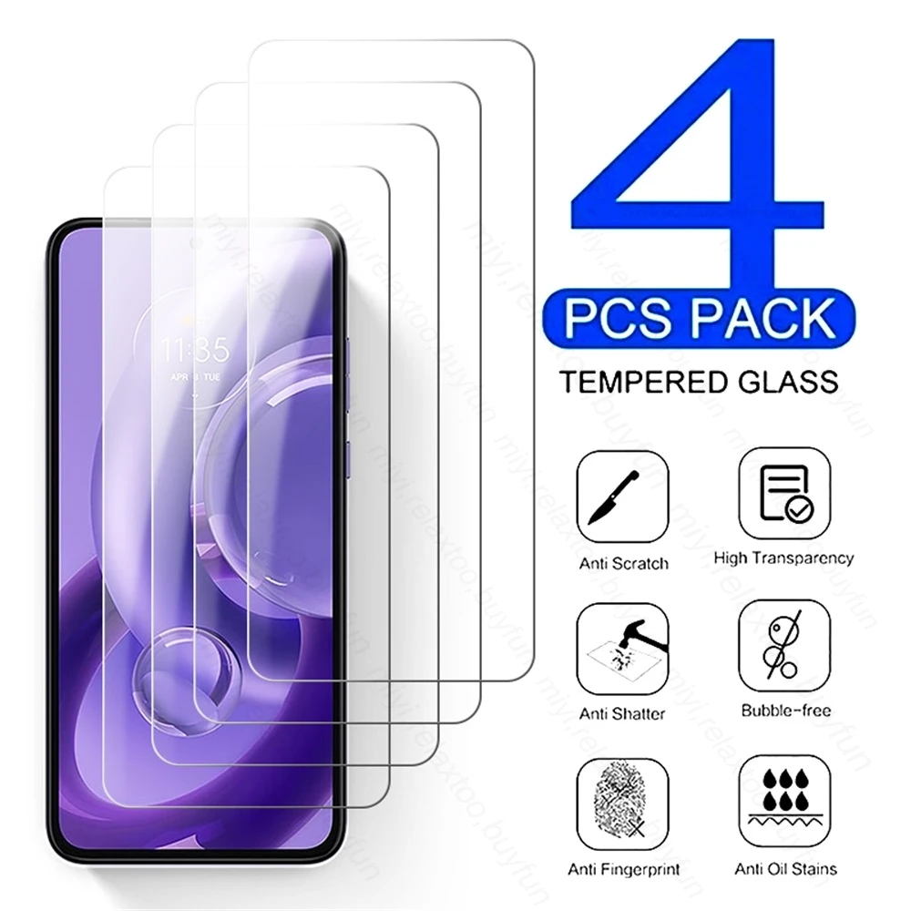 4Pcs Protective Glass For Motorola Moto Edge 30 Neo 20 Lite E13 E32 E32s G 32 42 52 62 72 82 13 23 53 73 Glass Screen Protectors