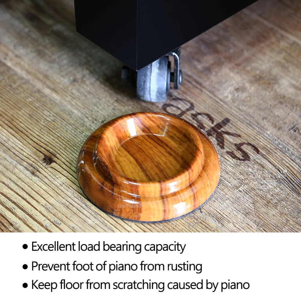 ​ABS Piano Caster Cups​ ​Slip Resistant​ ​Hardwood Floor maintenance ​Piano Foot Pads​ ​Furniture Leg Pad​ ​Wood Color​