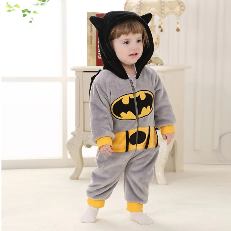 Baby Rompers Winter Costume Flannel Hooded Jumpsuits Baby Clothes 59-90cm Kids Jumper Overall Tiger Lion Rabbit Duck Roupa Beb