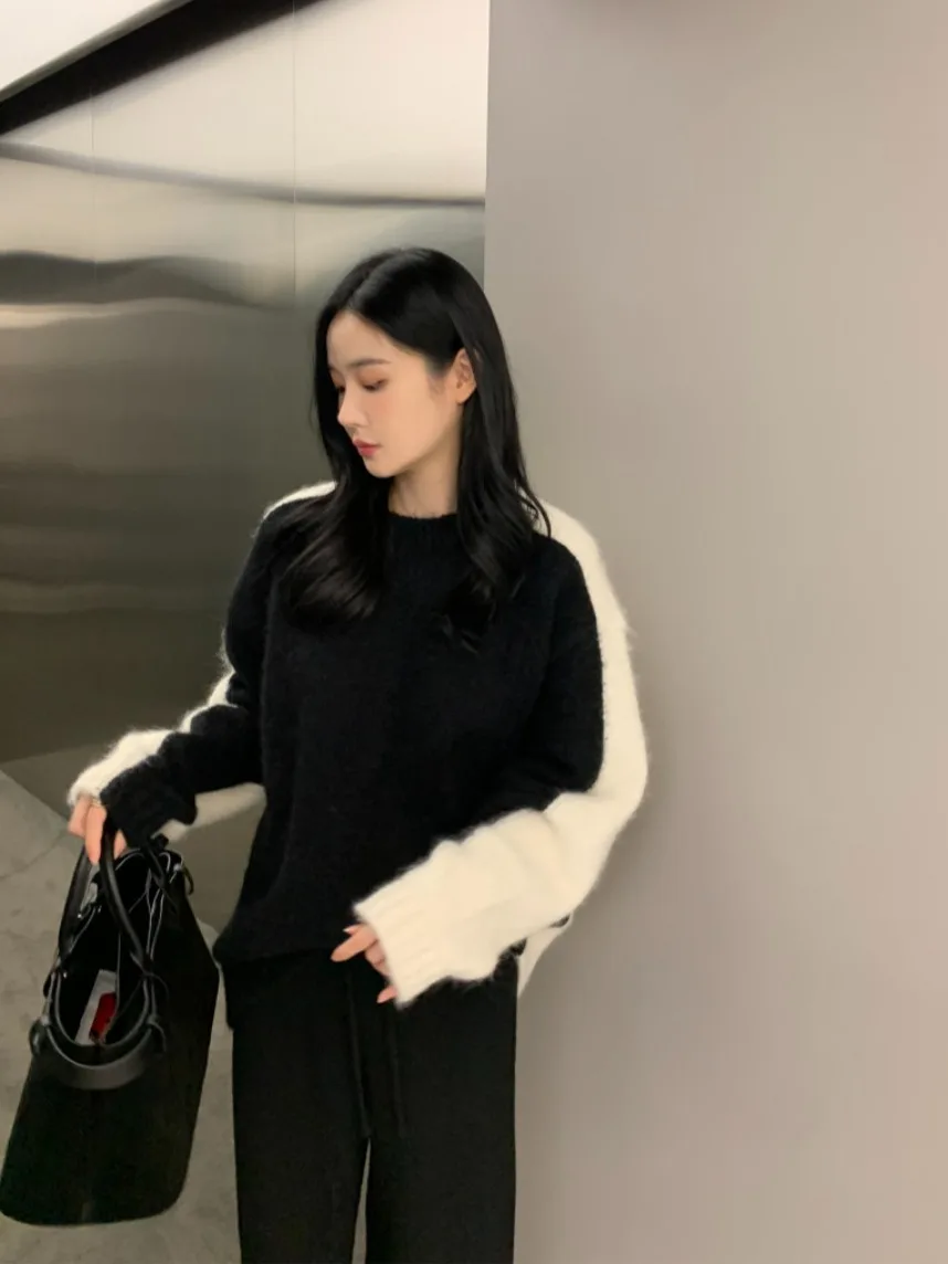 

Шикарный зимний вязаный свитер, женский длинный све, круглый, Ne, мягкий, уютный цвет, блузка, универсальный, маленький размер, для поездок на работу, Sle Faion