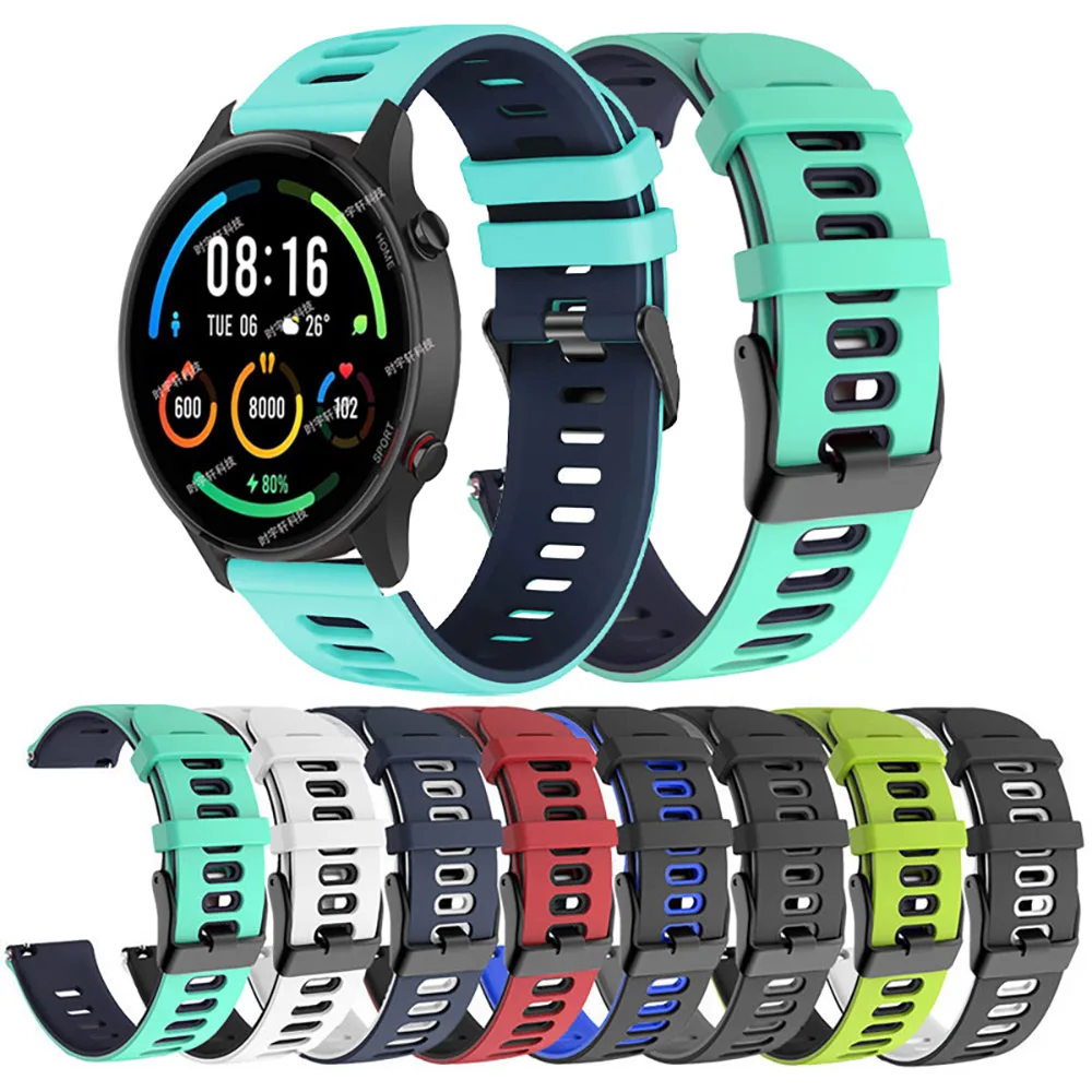 22mm Two-Tone Sports Strap For Xiaomi Watch color 2 Band Mi Watch 2 Pro S3 S2 S1 Active/Pro Bracelet Correas Silicone Wristbands