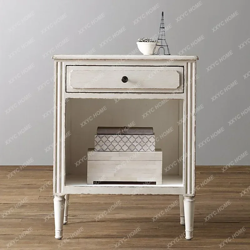 white old bedside table pump storage bedside cabinet solid wood