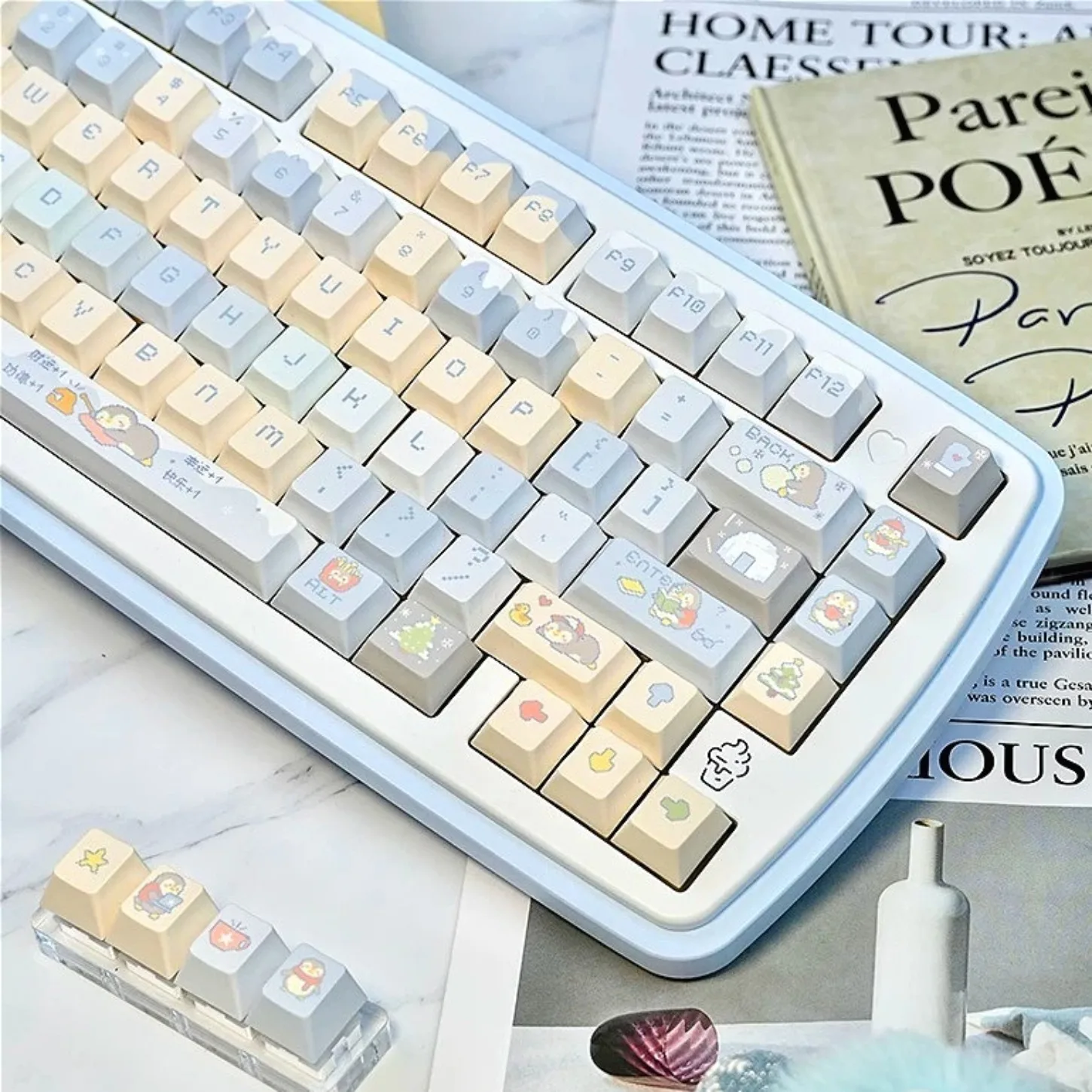 

Pixel Style PBT Keycaps Cherry Profile 137 Keys Cute Set for 61 75 87 98 104 108 Mechanical Keyboard