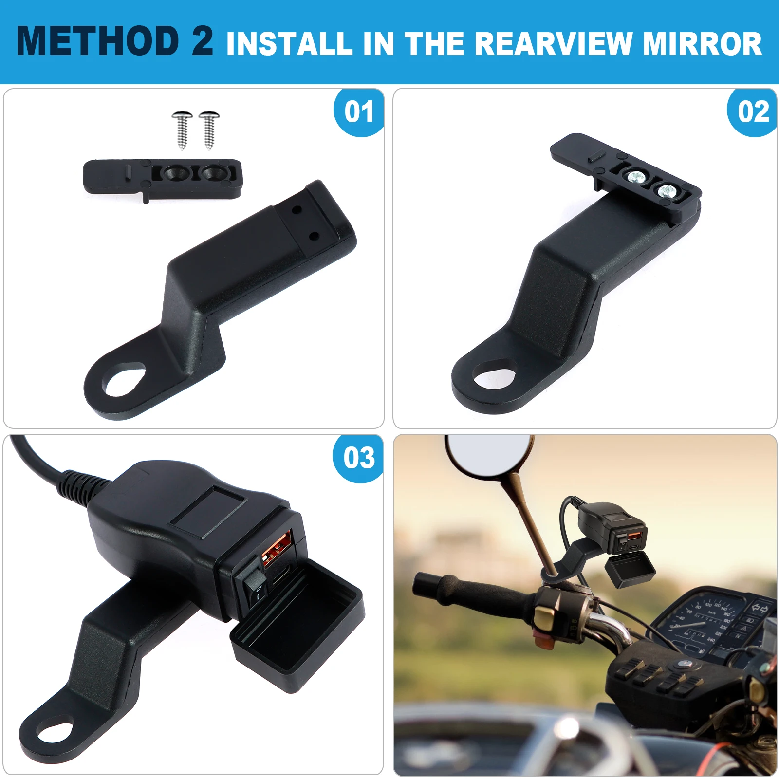 New Motorcycle USB Charger Waterproof SAE to USB Motorcycle Charger Double USB Type C PD and Quick Charge 3.0 Motorcycle Phone view 5