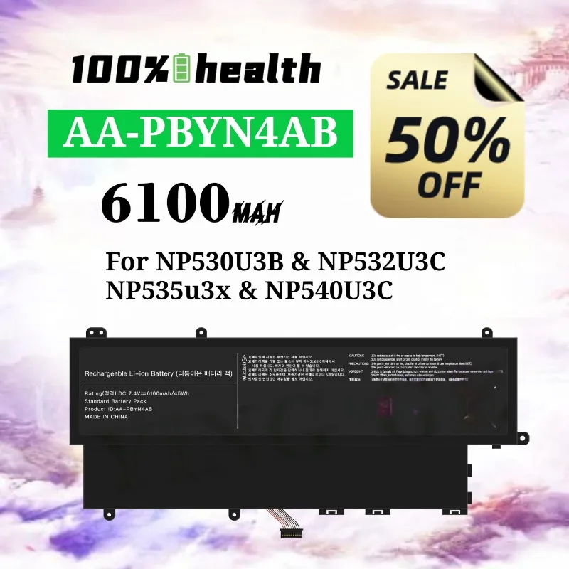 

AA-PBYN4AB 6100mAh Laptop Battery for Samsung NP530U3B/NP532U3C/NP535u3x Lithium Rechargeable Battery