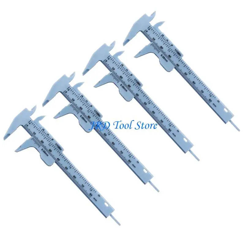 A2UD 4PCS 80 mm 미니 플라스틱 캘리퍼 버니어 캘리퍼 캘리퍼 이중 스케일 슬라이딩 게이지 측정 도구 학생 사무실 사용