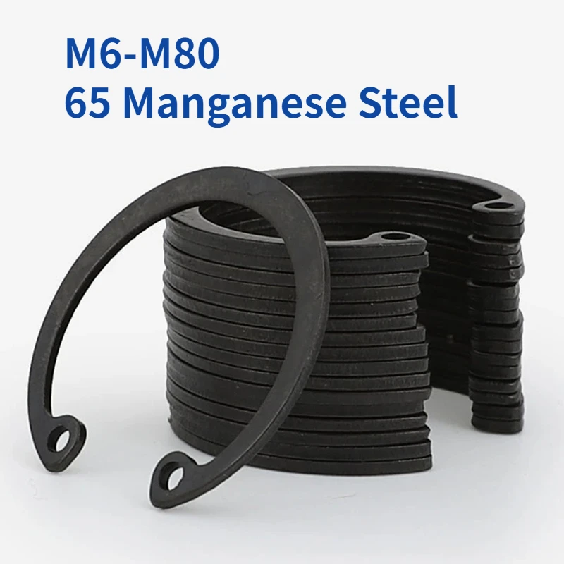 M6-M80 65 Manganese Steel Circlip for Hole Inner Circlip C Type Retaining Ring Hole Clamp Elastic Retaining Ring for Hole