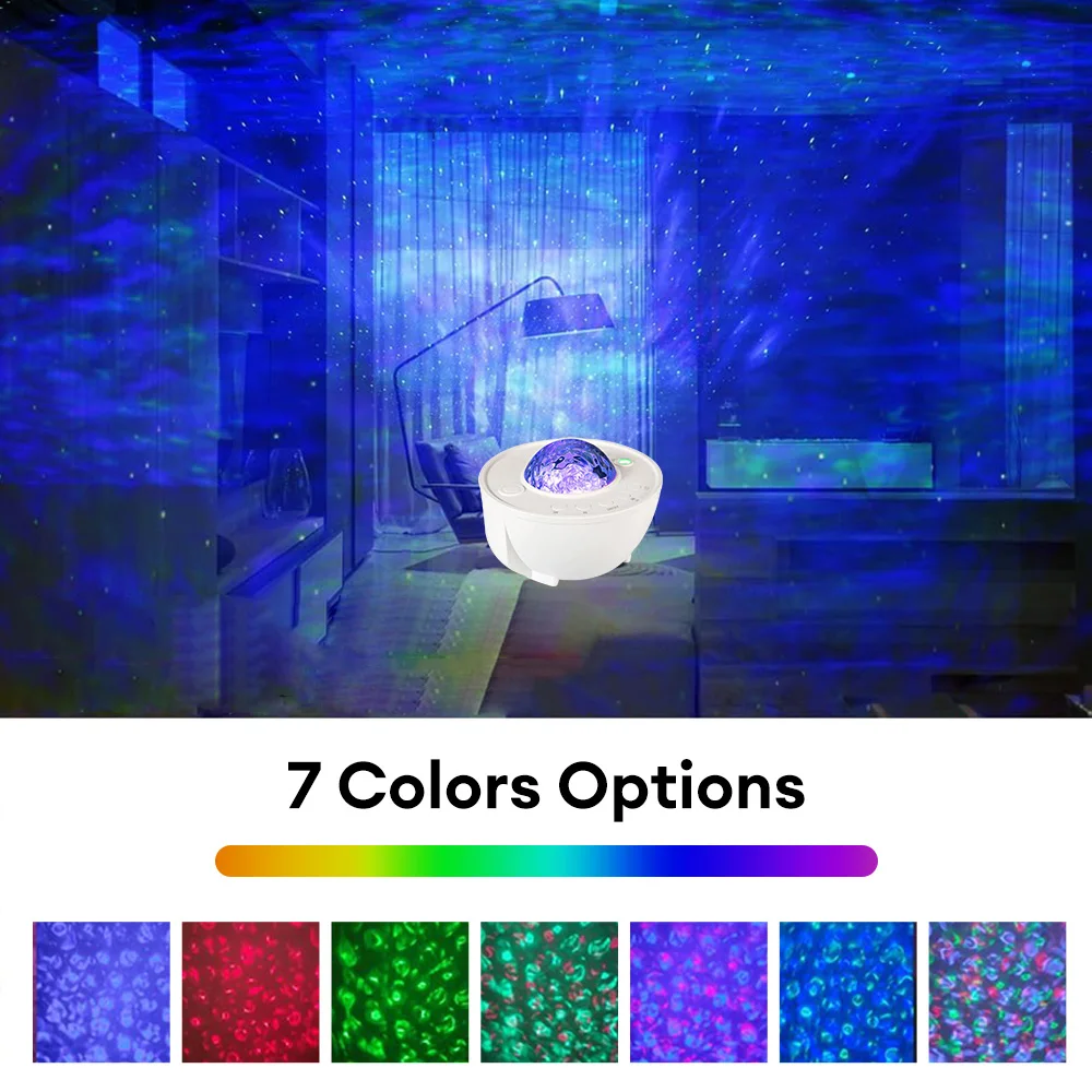 Colorful Starry Sky Projector Night Light Bedroom Decor LED Night Lamp RGB Ocean Wave Music Projector Light Kids Adult Gifts