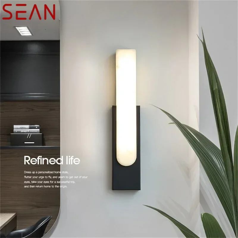 SEAN Nordic Wall Lamp Modern Creative Fixtures Rectangle Design Marble LED Indoor Living Room Bedroom Lighting