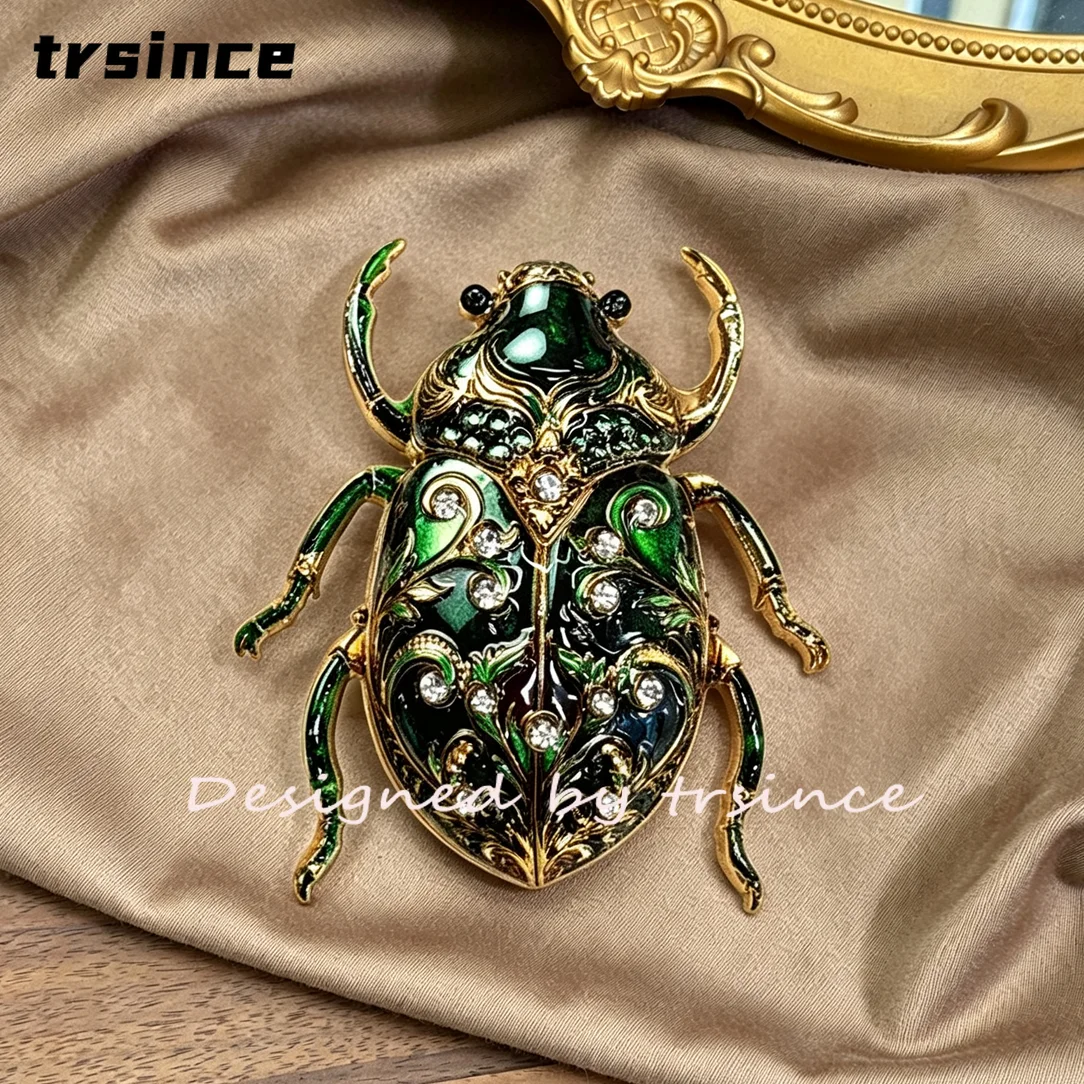 Retro bemalte Emaille-Käferbrosche, glänzende Strass-Insektenbrosche, Damenbekleidungsdekoration, Broschen, Geburtstags- und Muttertagsgeschenk für sie – Detail 5