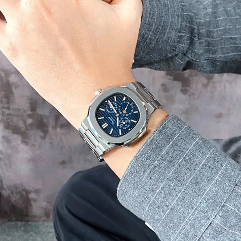 Reloj automático multifuncional Rinifa de Suiza para hombre, relojes mecánicos de marca de lujo para hombre, Nautilus Sapphire Moonphase