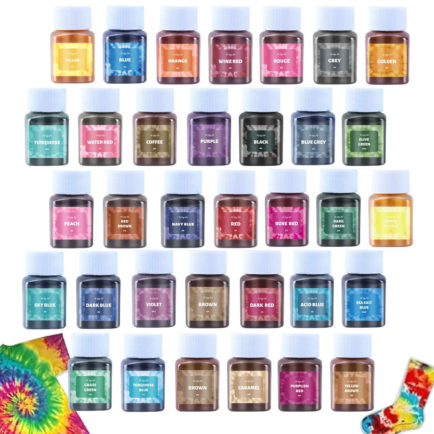 30/50ml 분말 염료 직물 염료 섬유 염색 의류 넥타이 염색 면화 나일론 다기능 안료 오래된 옷 개조