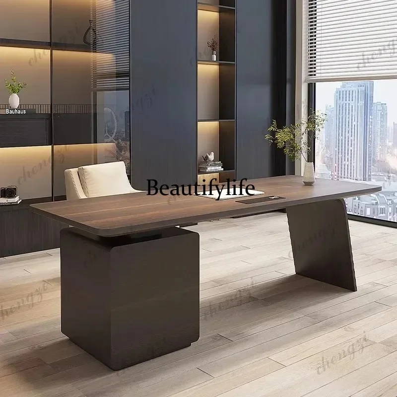 NQ52  Luxury Aesthetic Office Desk Reception Upgrade Wooden Modern Computer Desk Workstations Black Scrivania Da