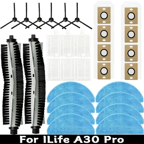 ILife Robot For ILife A30 Pro Robot Vacuum Cleaner Accessories Main Roller Side Brush Hepa Filter Mop Cloth Dust Bag Parts Replacement