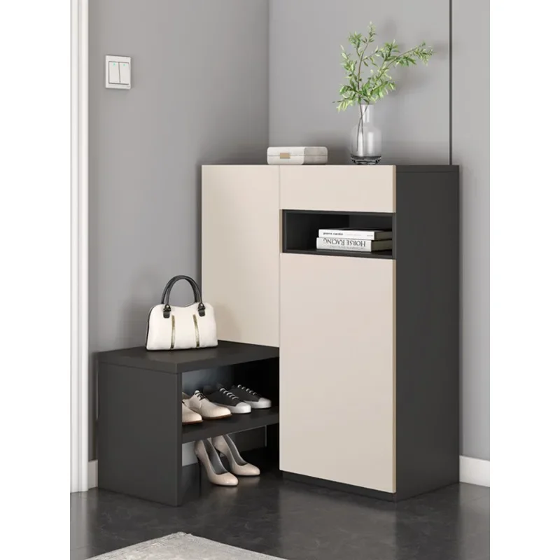 Shoe cabinet household entrance entrance locker modern simple large capacity small apartment shoe changing stool balcony storage