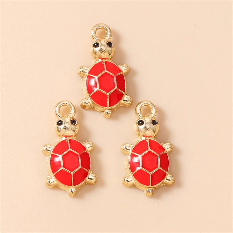 20 Stück 10 x 18 mm Cartoon-Anhänger mit bunten Emaille-Tiermotiven, Schildkröten-Anhänger für die Schmuckherstellung, Halsketten, Ohrringe, DIY-Bastelzubehör – Detail 8