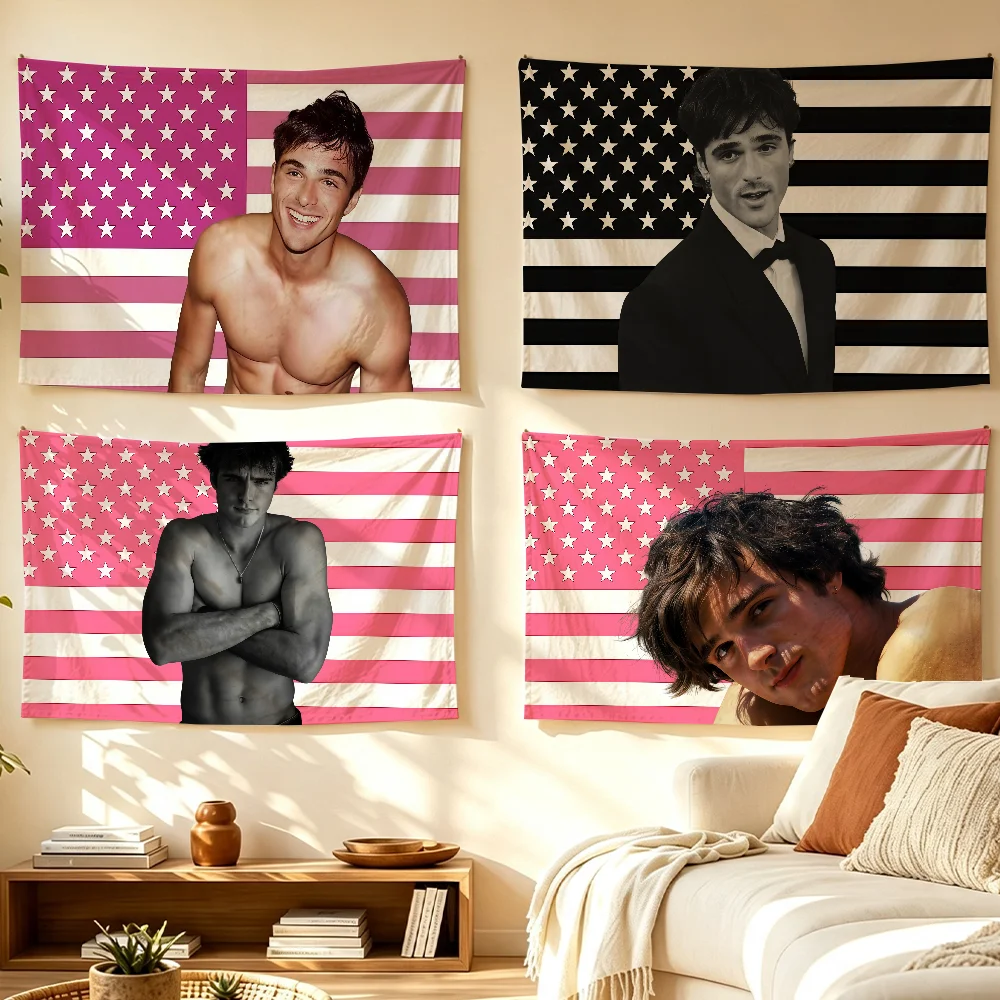 Actor Jacob E-Elordi Cool American flag Tapestry Room Decoration Wall Tapestry Hanging Aesthetic Bedrooms Advertising Banner