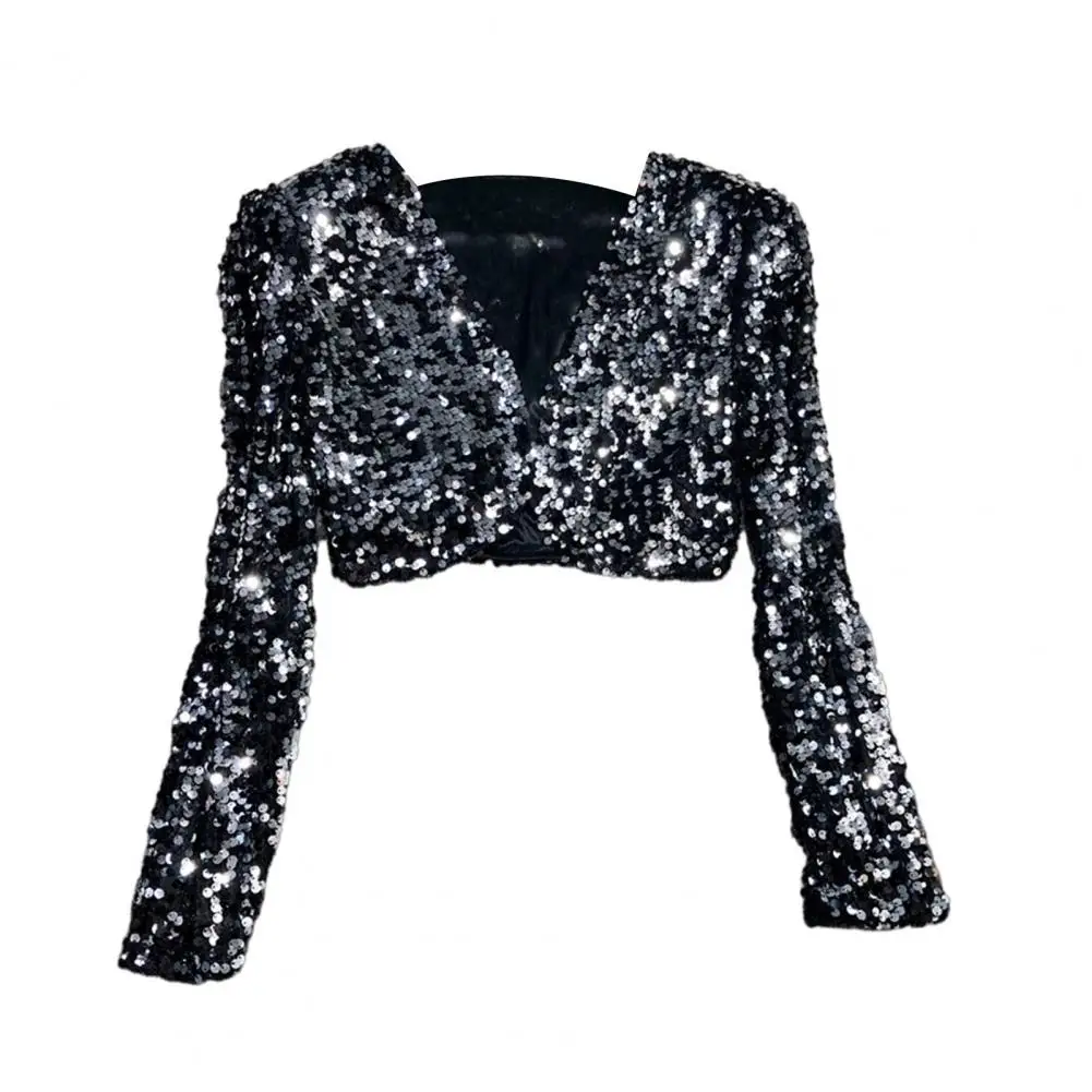 

Party Wear Cardigan Women Women's Sequin Shrug Bolero Jacket Sparkly Cropped Cardigan Long Sleeve Party Cover-up for Club