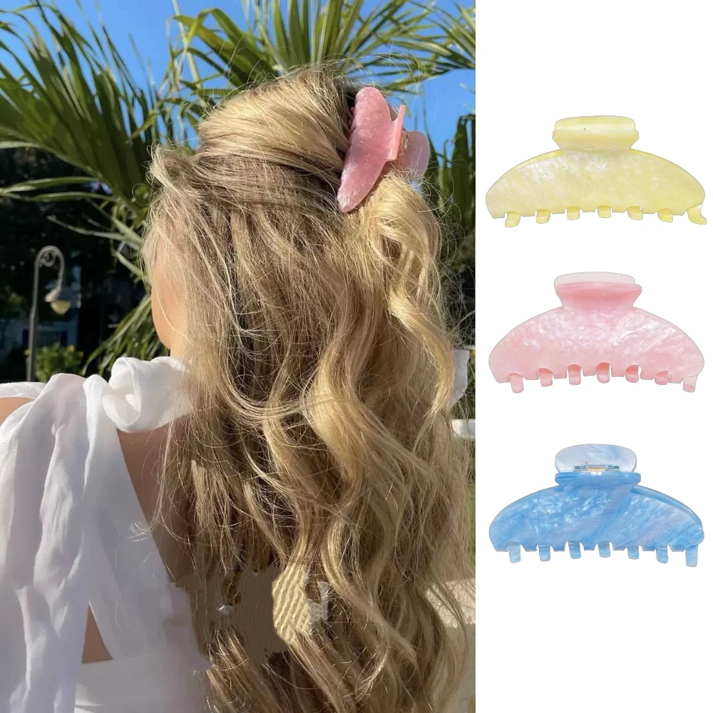 

Shiny Pink Blue Hair Clip Claw for Women Girls Fashion Large Yellow Acetate Hair Barrette Shark Crab Clip Hair Accessories Gifts