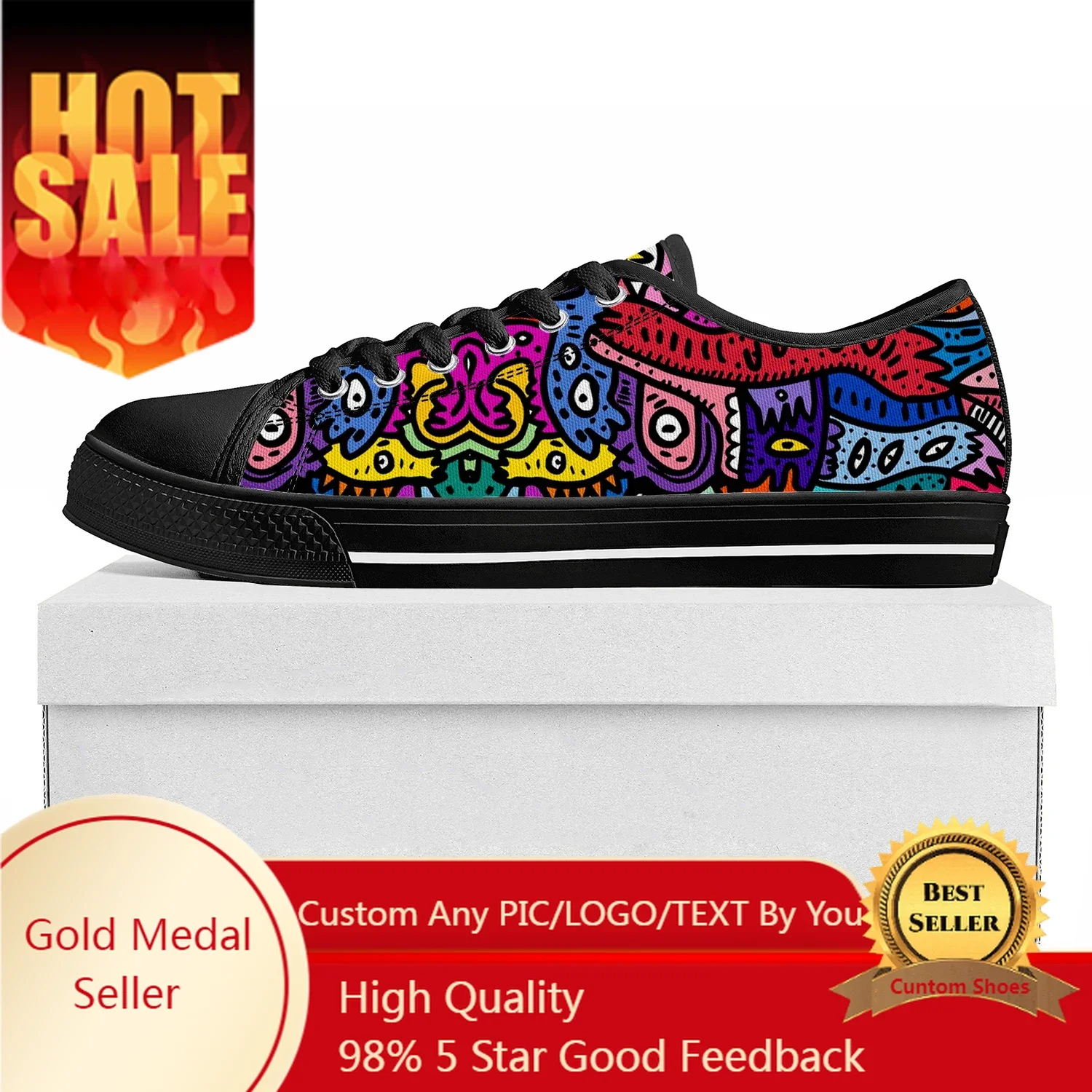

Graffiti Monsters Street Art Low Top High Quality Sneakers Mens Womens Teenager Tailor-made Shoe Canvas Sneaker Couple Shoes