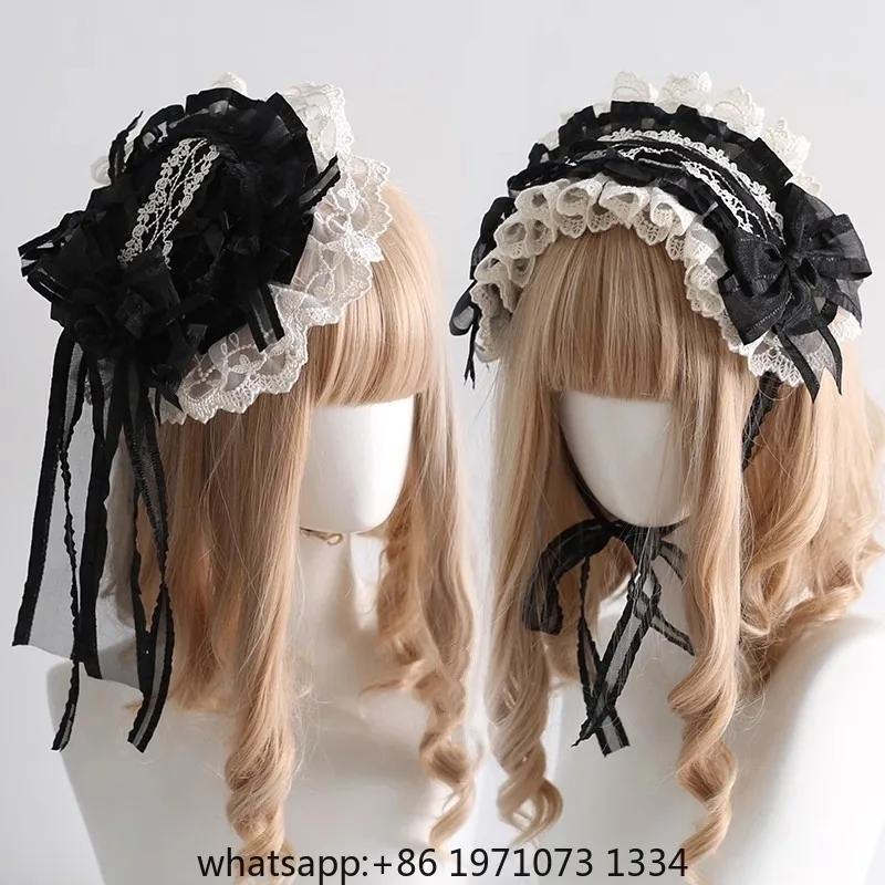 Original Maid Headband Black and White Elegant Classical Style KC Hair Accessory DOLL Gothic Loita Headband Hat
