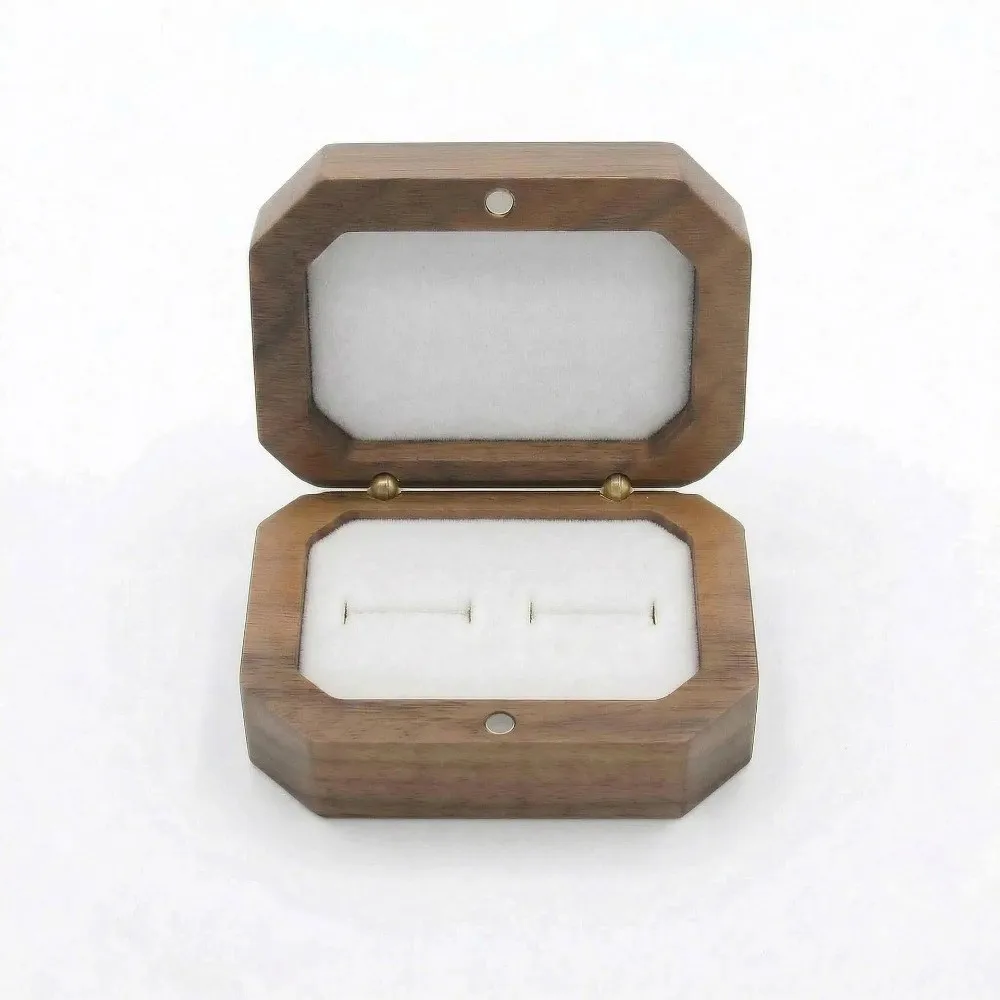 Retro With Lid Wooden Jewelry Box Inverted Octagon Magnet Ring Storage Box Cufflink Storage Box Jewelry Organization