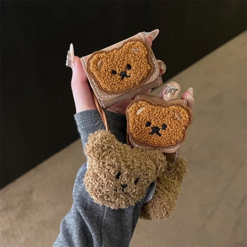 

Cute Bear Doll Pendant Case for AirPods 4 Airpod 1 2 3 Pro Pro2 Bluetooth Earbuds Charging Box Protective Earphone Case Cover