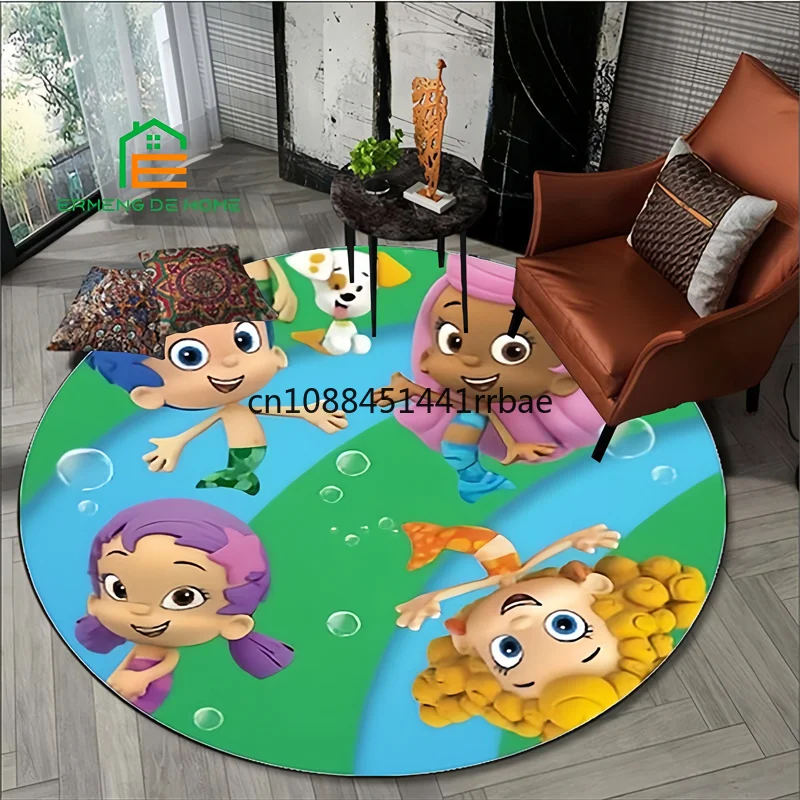 

B-BUBBLE GUPPIES Cartoon Pattern Area Round Carpet ,Living Room Bedroom Rugs Non -slip Door Pad Floor Mats Area Rug